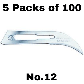 picture of Single Use Sterile - Scalpel Blades No.12 - 5 Packs of 100 - [ML-W257-PACK]