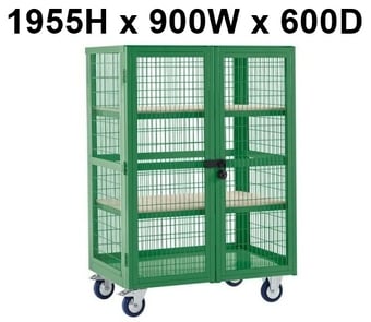 picture of QMP Boxwell Trolley With Doors - Green - Plywood - 1955H x 900W x 600D - [QM-XD199060PGXX] - (LP)