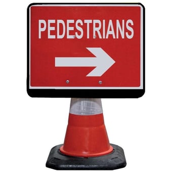 Picture of JSP - PortaCone Sign - Pedestrians Right - 100% Re-Processed LDPE - Cone not Included - [JS-HCA080-201-100] - (DISC-W)