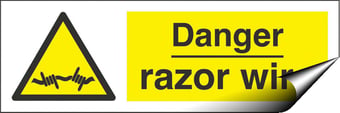 Picture of Danger Razor Wire Sign LARGE - 600 x 200Hmm - Self Adhesive Vinyl - [AS-WA113-SAV]