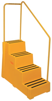 picture of Manual Handling Yellow Premium Safety Steps - 4 Step with Rail Left - [SL-AC00048-Y]
