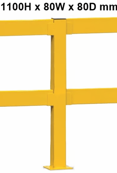 picture of QMP Lift Out Rail Barrier - Lift Out Twin Rail - Standard Post - 1100H x 80W x 80D mm - [QM-RBTRBBS1100Y]