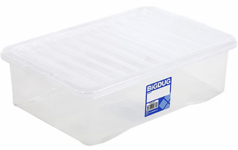 Picture of BiGDUG Wham Economy Plastic Box & Lid - 32L - 180h x 400w x 600d mm - Clear - Box Deal of 10 - [IH-BDU-VUB32] - (LP)