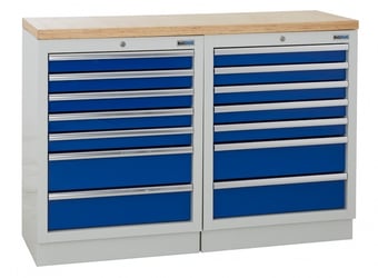picture of BiGDUG 1361mm Wide Workbench - 2x 7 Drawer Cabinet - Multiplex Worktop - [BDU-TGC55GBM] - (LP)