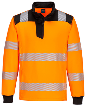 picture of Portwest PW326 - PW3 Hi-Vis 1/4 Zip Sweatshirt Orange/Black - PW-PW326OBR