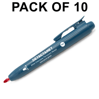 picture of Detectamet Detectable Retractable Permanent Marker - Red Bullet Tip - Pack of 10 - [DT-146-A05-P03-A07]