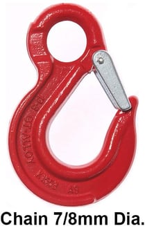 picture of GT Cobra Grade 80 Eye Type Sling Hook with Safety Catch - For Chain 7/8mm Dia. - [GT-G80ESH8]