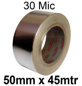 picture of SINGLE Roll of Tape - 30 Micron Aluminium Foil Tape with Liner - 50mm x 45mtr -  [EM-414350X45]