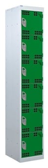 picture of QMP Tool Charging Locker - Perforated Door - Standard Plug - 6 Compartment - Green - 1800H x 300W x 450D mm - [QM-BL1830456GPX]