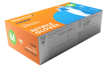picture of Sterimax Teknik Blue Nitrile Powder-Free Disposable Gloves - Box of 50 Pairs - STM-INC-500163