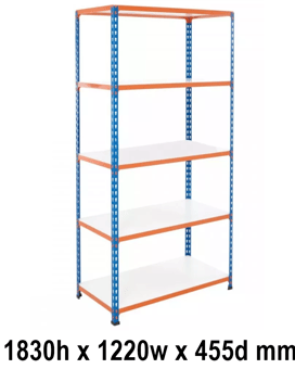 picture of BiGDUG BiG200 Shelving 5 Levels - Melamine Shelves - 1830h x 1220w x 455d mm - 140kg UDL - [BDU-B21812045BOM]