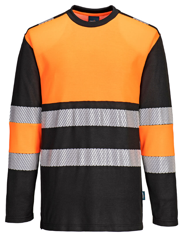 picture of Portwest PW312 - PW3 Hi-Vis Cotton Comfort L/S T-Shirt Orange/Black - PW-PW312OBR