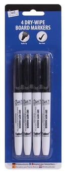 picture of Just Stationery Black Dry-Wipe Board Markers - 4 Pack - [PD-T1001/48]