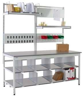 Picture of QMP Pack Tek Individual Workbench Kit 2 - 840-1100H x 1800W x 750D mm- Laminate Worktop - [QM-BPI841875PL2]