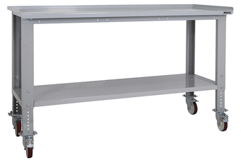 Picture of BiGDUG Heavy Duty Height Adjustable Mobile Workbench - 860-1280h x 1715w x 750d mm - Steel Worktop - [BDU-HDMWB177S]