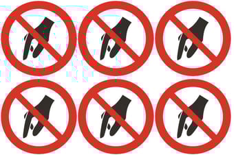 picture of Safety Labels - Not Touch Symbol (24 pack) 6 to Sheet - 75mm dia - Self Adhesive Vinyl - [IH-SL02-SAV]