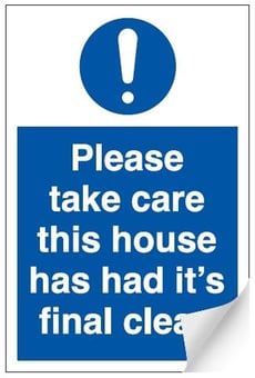 picture of Take Care House Clean Sign - 200 x 300Hmm - Self Adhesive Vinyl - [AS-MA211-SAV]
