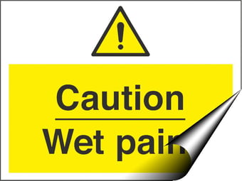 Picture of Caution Wet Paint Sign - 600 x 450Hmm - Self Adhesive Vinyl [AS-WA135-SAV]