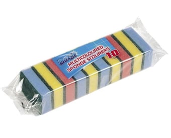 picture of Multicoloured Sponge Scourers for Multipurpose Cleaning - Pack of 10 - [ON5-00033-40]