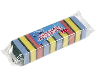 Picture of Multicoloured Sponge Scourers for Multipurpose Cleaning - Pack of 10 - [ON5-00033-40] - (HP)