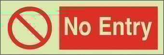 picture of Photoluminescent No Entry Signs - 300 X 100Hmm - Self Adhesive Rigid Plastic - [AS-PH47-SARP]