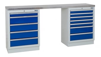 picture of BiGDUG 2041mm Wide Workbench - 5 Drawer Cabinet - 7 Drawer Cabinet - Stainless Worktop - [BDU-TGC405GBS]