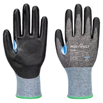picture of Portwest A642 - CS Cut D18 PU Glove - Pair - Grey/Black - PW-A642G8R