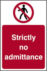 Picture of Spectrum Strictly No Admittance - RPVC 200 x 300mm - SCXO-CI-11601
