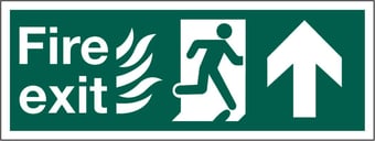 picture of Fire Exit Pointing North Sign LARGE - Complies With Hospital Technical Memorandum 65 - 600 x 200Hmm - Rigid Plastic - [AS-HTM8-RP]