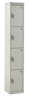 picture of QMP Tool Charging Locker - Solid Door - RCD Plug - 4 Compartment - Light Grey - 1800H x 450W x 450D mm - [QM-BR1845454LSX]