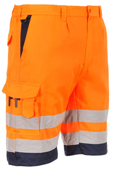 picture of Portwest L043 Hi-Vis Lightweight Polycotton Shorts Orange/Navy - PW-L043ONR