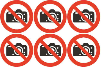 picture of Safety Labels - No Camera Symbol (24 pack) 6 to Sheet - 75mm dia - Self Adhesive Vinyl - [IH-SL17-SAV]