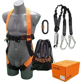 picture of ARESTA Scaffolder Kit 4 - Double Point Harness - EEZE-KLICK Buckle - Double Elasticated Webbing Lanyard - EN361 EN355 - [XE-AK-S04]