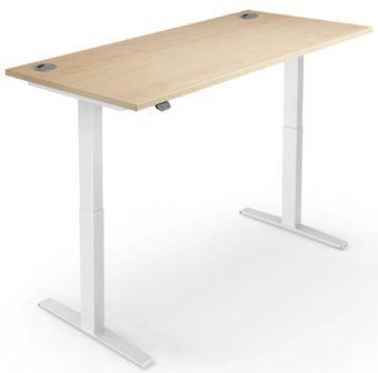 picture of Yo-Yo DESK PRO 2 White Frame with Oak Desk Top - YYO-YD-PRO-2-W/1200700OAK