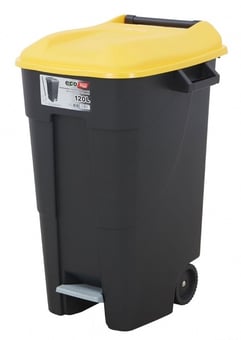 Picture of Tayg 120L - Wheelie Bin - 886h x 568w x 600d mm - Yellow Lid With Pedal - [BDU-TYGWB120PY] - (LP)