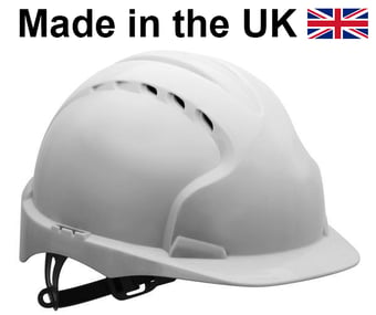 picture of JSP - The New EVO 3 White Safety Helmet - Vented - Standard Peak & Slip Ratchet Harness - [JS-AJF160-000-100]