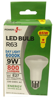 Picture of Power Plus - 9W - E27 Energy Saving R63 LED Bulb - 800 Lumens - 6000k Day Light - Pack of 12 - [PU-3501]