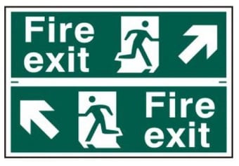 picture of Spectrum Fire exit man running arrow diagonally up left/right – PVC 300 x 200mm - SCXO-CI-1510