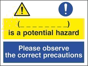 picture of (____) is a Potential Hazard Observe Precautions Sign - 400 X 300Hmm - Rigid Plastic - [AS-CO6-RP]
