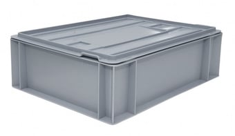 picture of BiGDUG Euro Stacking Box with Hinged Lid - 125h x 300w x 400d mm - 10L - Grey - [BDU-BNB4311LG] - (LP)