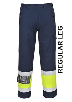 picture of Portwest - Yellow/Navy Hi-Vis Modaflame Trouser - Regular - PW-MV26YNR