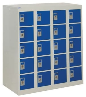 picture of QMP Personal Effects Locker - 20 Compartment - Dark Blue Doors - 940H x 900W x 380D mm - [QM-LR909038YBXX]