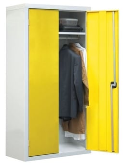 Picture of QMP Clothing Cupboard - 1 Shelf - Yellow Doors - 1800H x 900W x 460D mm - [QM-CC189046ZYXX]