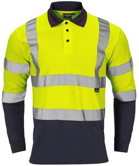 Picture of Supertouch Hi-Vis 2 Tone Long Sleeve Polo Shirt Yellow - ST-SHV-30L491 - (NICE)