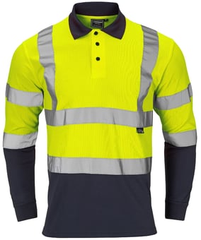 Picture of Supertouch Hi-Vis 2 Tone Long Sleeve Polo Shirt Yellow - ST-SHV-30L491