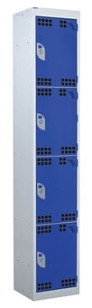 picture of QMP Tool Charging Locker - Perforated Door - RCD Plug - 4 Compartment - Dark Blue - 1800H x 450W x 450D mm - [QM-BR1845454BPX]