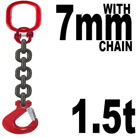 picture of 7mm Single Leg Grade 80 Chain Sling with Hook - Working Load Limit: 1,5t - [GT-CS7SL]