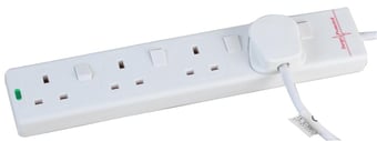 picture of PRO ELEC PELB1918 4 Gang Switched Surge Protected Extension Lead 1m - White - [CP-PL15329]