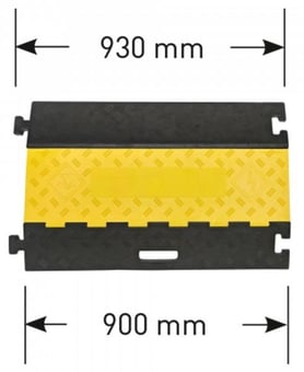 picture of TRAFFIC-LINE Cable/Hose Protection Ramp Medium - 930 x 500 x 50mmH - 5 Channel - Black/Yellow - [MV-279.29.623]