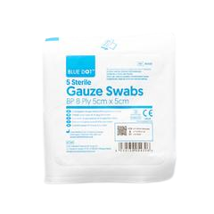 picture of Blue Dot Sterile 8 Ply 5cm x 5cm Gauze Swabs Pack of 5 - [CM-85430]